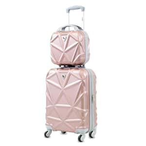Gem 2-Piece Rose Gold Carry-On Spinner Cosmetic Suitcase