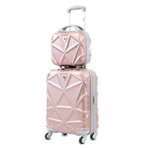 AMKA Gem 2-Piece Rose Gold Carry-On Spinner Cosmetic Suitcase