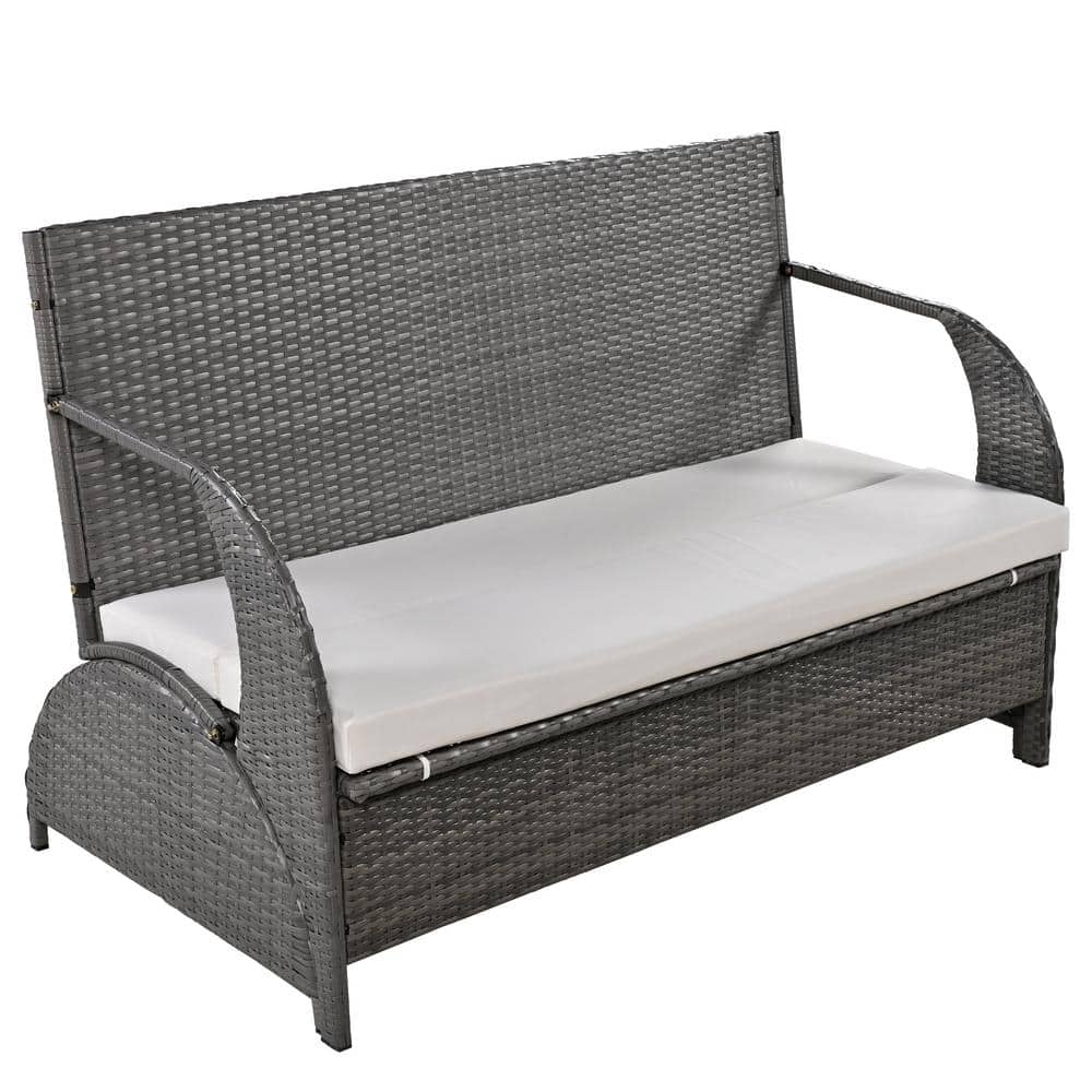 Metal and Wicker Outdoor Loveseat with Beige Cushions, Convertible to Four Seats and A Table for Gardens, Lawns, patio price history on PriceWatchPro