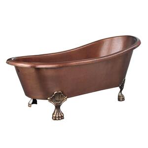 Heisenberg 67.5 in x 32 in. Freestanding Clawfoot Bathtub with Reversible Drain and Overflow Hole in Antique Copper