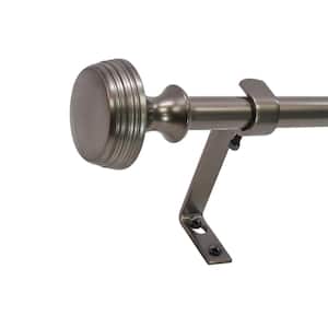 Knob 48 in. - 86 in. Adjustable Curtain Rod 5/8 in. in Hematite with Finial