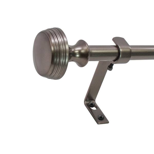 Montevilla Knob 48 in. - 86 in. Adjustable Curtain Rod 5/8 in. in Hematite with Finial