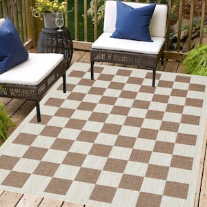 Daisy Brick and Ivory 10 ft. x 13 ft. Indoor/Outdoor Area Rug