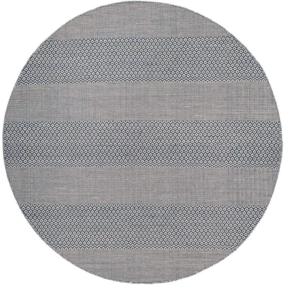Montauk Ivory/Navy 8 ft. x 8 ft. Striped Diamonds Round Area Rug price history on PriceWatchPro