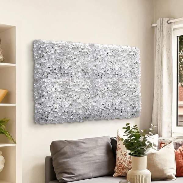 LIVING LUXURY 16 in. x 24 in. Silver Artificial Hydrangea Flower 