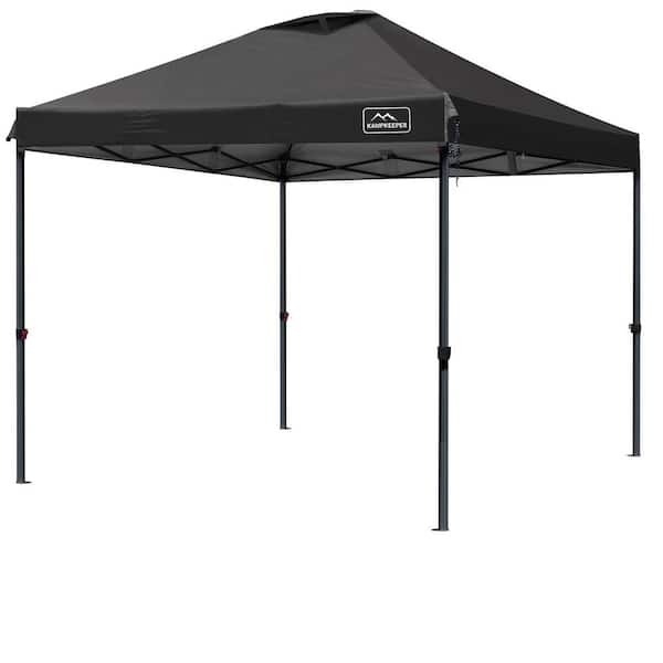 Sudzendf 10 ft. x 10 ft. Black Pop-up-Canopy-Tent, 3-Adjustable Height with Wheeled Carrying Bag, 4-Ropes and 4-Stakes