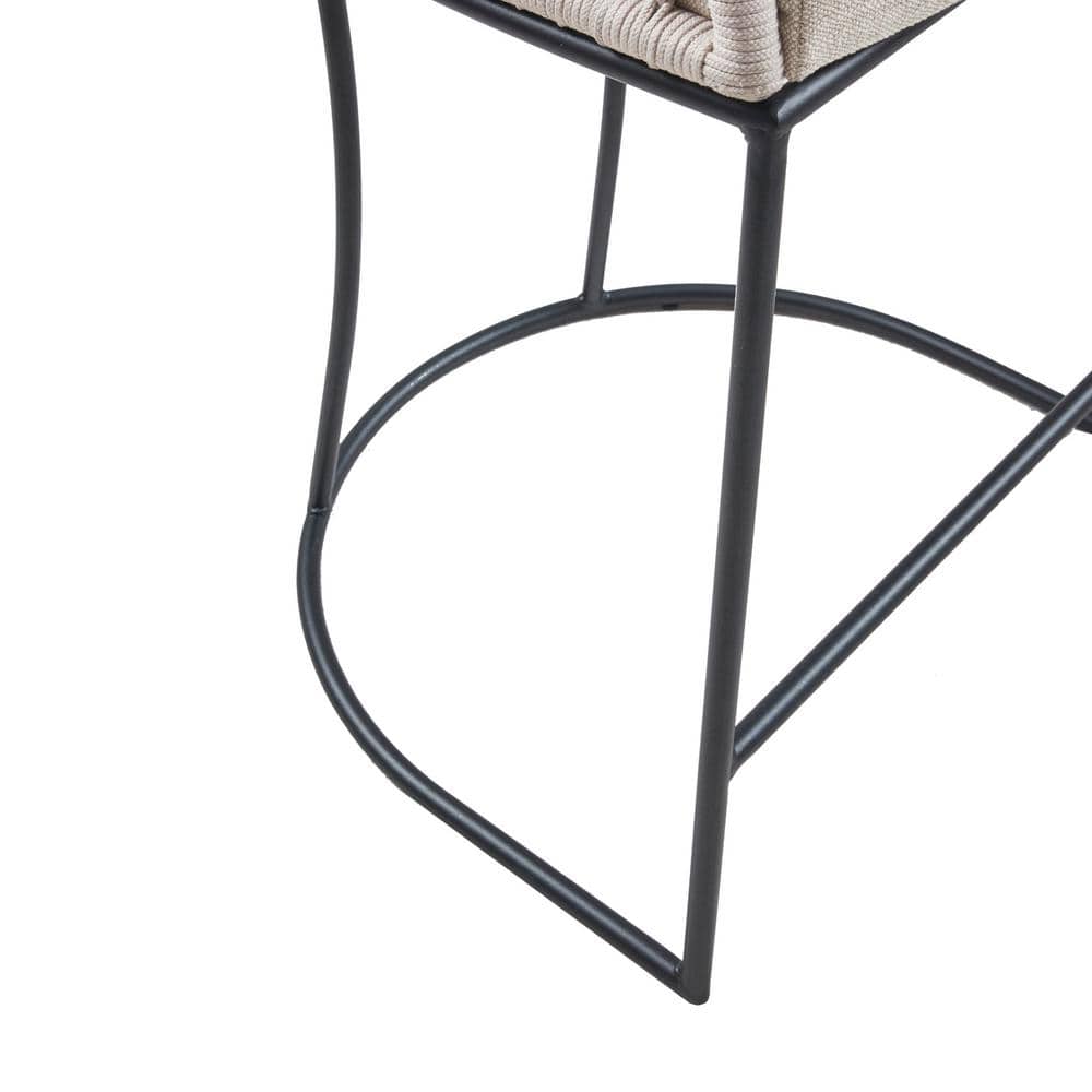 Hermosa Natural Woven Rope 25" Counter Stool with Metal Base