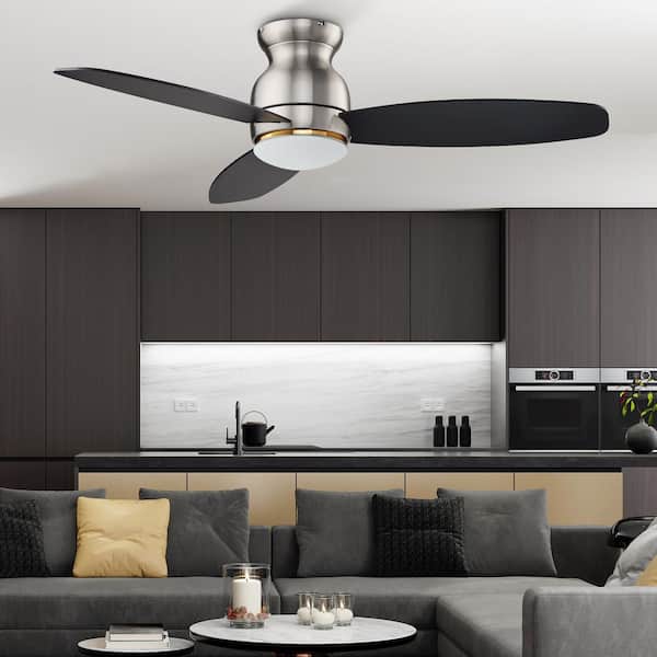 Trendsetter 48 in. Dimmable LED Indoor/Outdoor Nickel Smart Ceiling Fan with Light and Remote, Works w/Alexa/Google Home