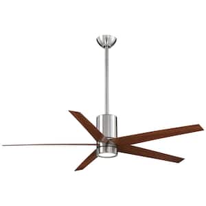 Symbio 56 in. Integrated LED Indoor Brushed Nickel with Dark Walnut Ceiling Fan with Light with Remote Control