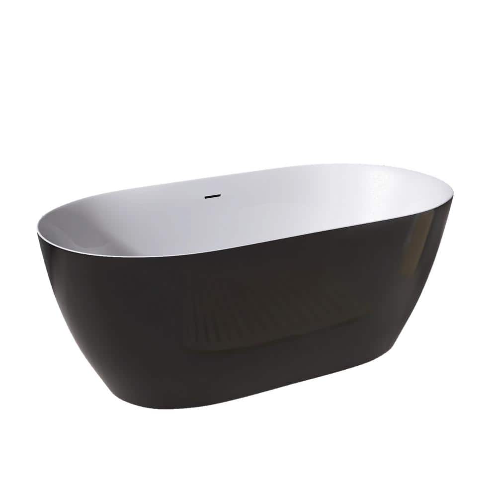 59'' White Acrylic Freestanding Soaking Bathtub