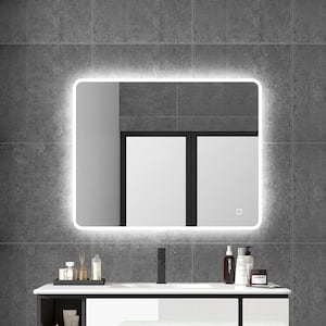 36 in. W x 28 in. H Rectangular Frameless Anti-Fog LED Light Vertical/Horizontal Wall Bathroom Vanity Mirror in Silver