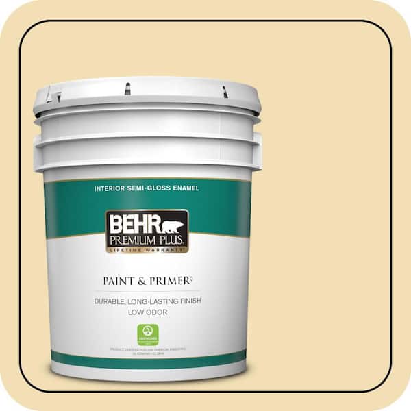 BEHR PREMIUM PLUS 5 gal. #PPU6-12 Calla Semi-Gloss Enamel Low Odor Interior Paint & Primer
