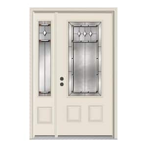 50 in. x 80 in. 3/4 Lite Mission Prairie Primed Steel Prehung Right-Hand Inswing Front Door with Left-Hand Sidelite