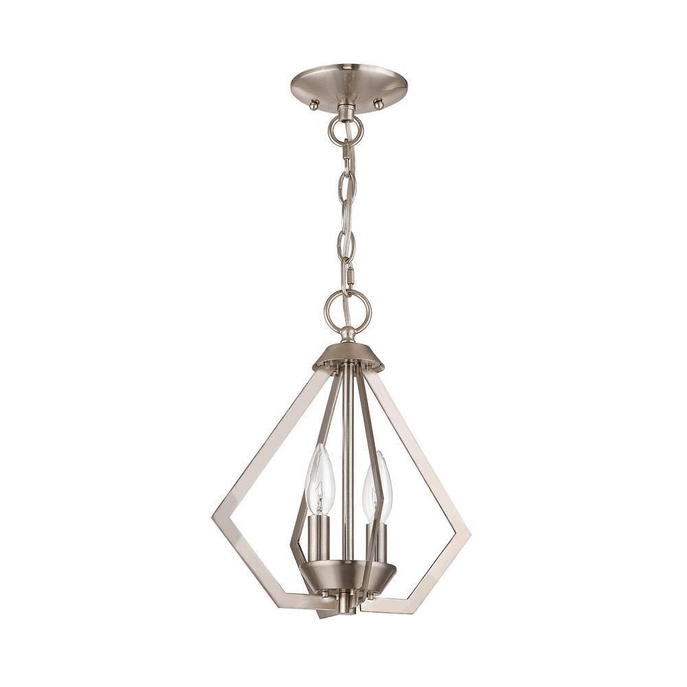Brushed Nickel Mini Geometric 2-Light Chandelier