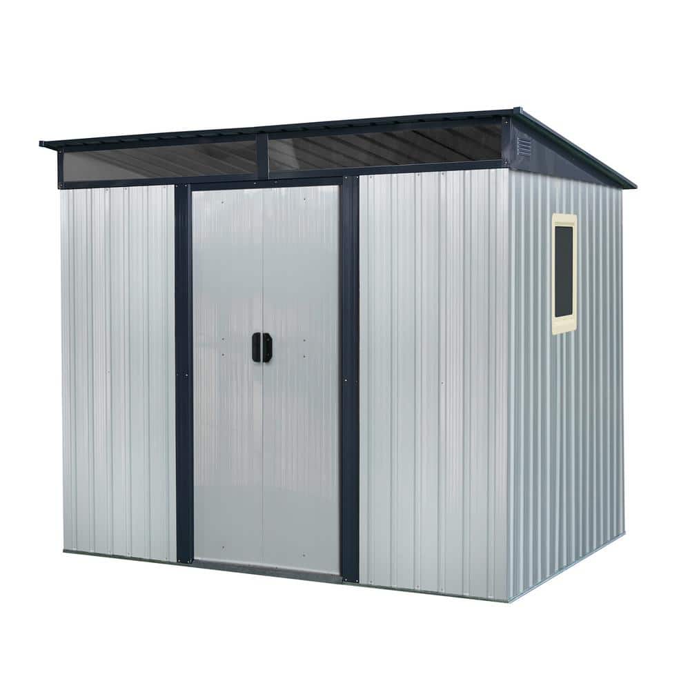 8 ft. W x 6 ft. D Outdoor Metal Storage Shed with Window and Transparent Pl