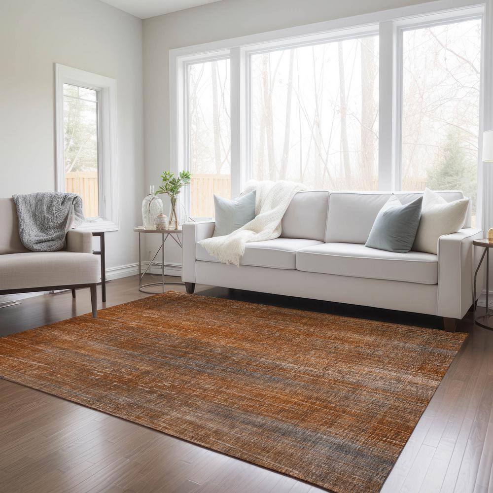 Paprika and Gray Synthetic Flat Woven Reversible Rug 5' x 7'