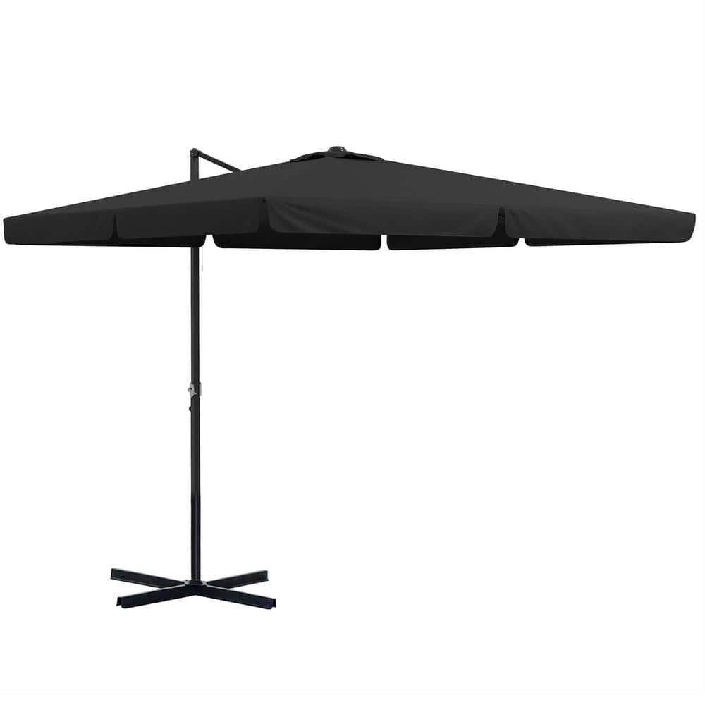 10 ft. Aluminum Cantilever Manual Tilt in Gray Square Offset Umbrella with 