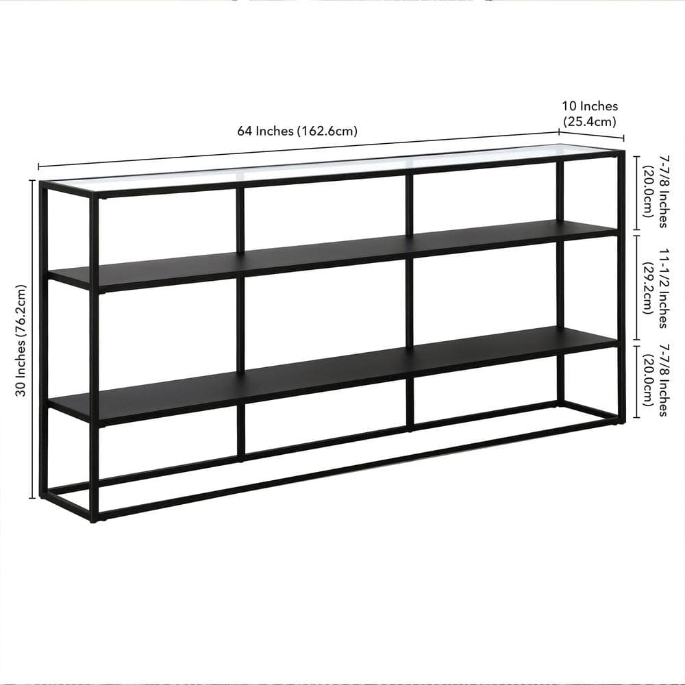 Fallon 64'' Blackened Bronze Glass and Metal Console Table