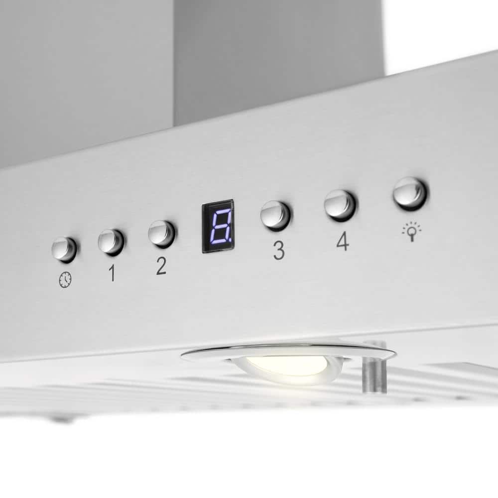 36" Stainless Steel Convertible Island Range Hood with Charcoal Filter