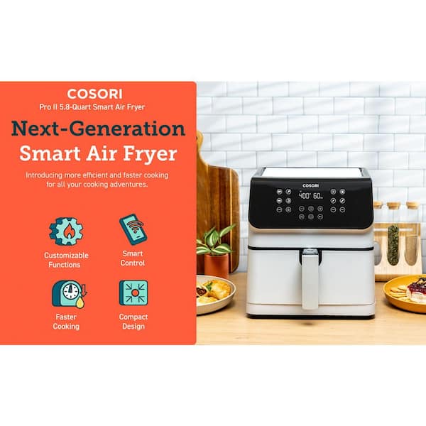 Cosori Pro XL II Smart 5.8 qt. White Digital Air Fryer with Pizza