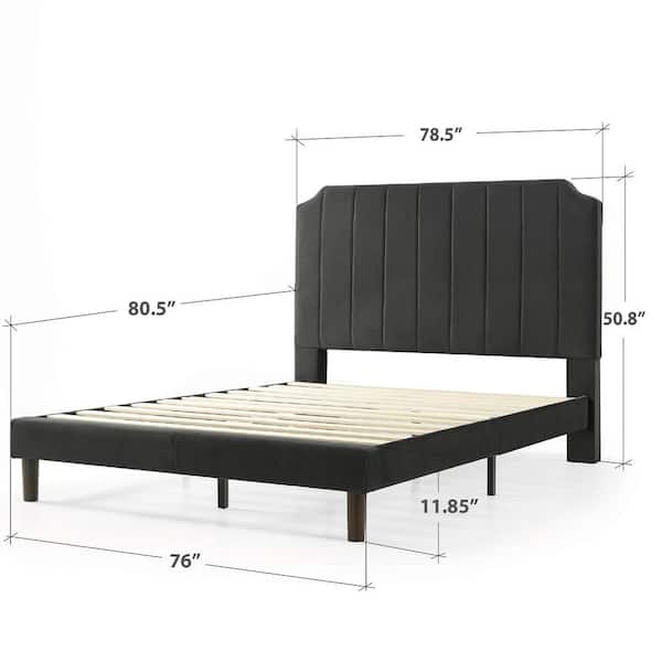 Zinus Charlotte Slate Black King Upholstered Platform Bed Frame Fhvs Bk K The Home Depot 