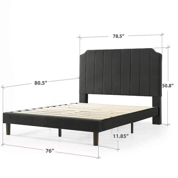 Charlotte Slate Black King Upholstered Platform Bed Frame