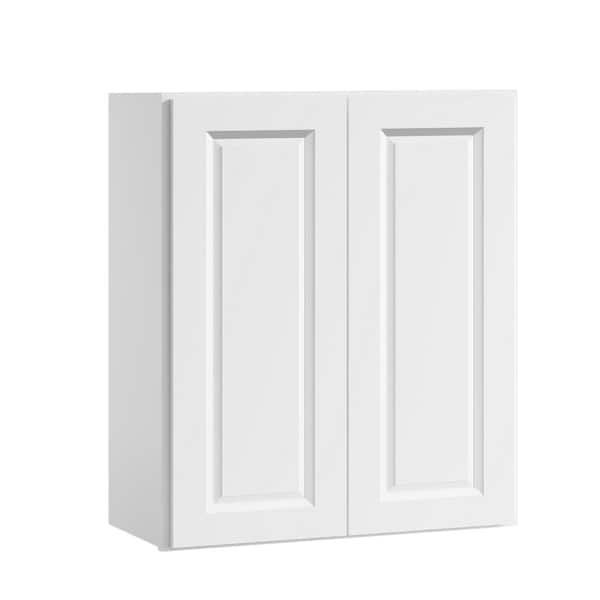 30 in W x 12 in D x 36 in H in Traditional White Plywood Ready to Assemble Kitchen Wall Cabinet with Doors and Shelves