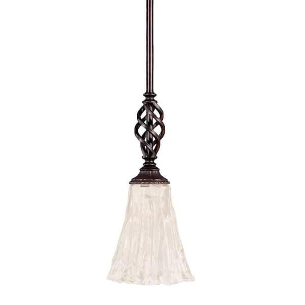 Unbranded Bridgewater 100 W 1-Light Dark Granite Standard Mini Pendant Light with Glass Shade