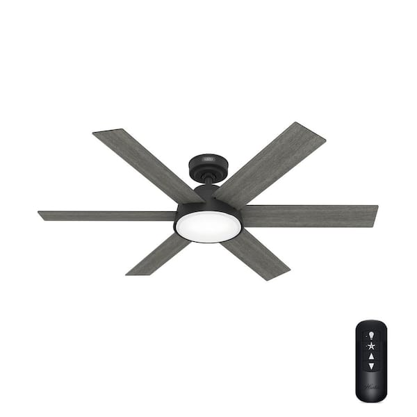 Hunter Donatella 52 in. Integrated LED Indoor Matte Black Ceiling Fan with Light Kit and Remote Included