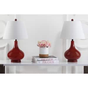 Amy 24 in. Red Gourd Glass Table Lamp with White Shade (Set of 2)
