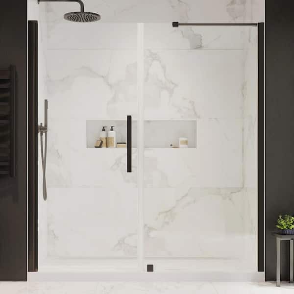 OVE Decors Pasadena 60 in. L x 36 in. W x 75 in. H Alcove Shower Kit with Pivot Frameless Shower Door in ORB and Shower Pan