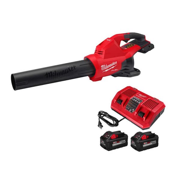 Milwaukee M18 FUEL Dual Battery 145 MPH 600 CFM 18V Brushless Cordless Handheld Blower & (2) 8.0Ah Battery, Dual Bay Rapid Charger