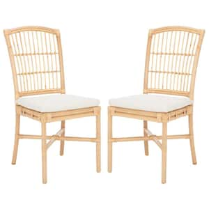 Arne White/Natural 18.11 in. Rattan Dining Chair Set of 2