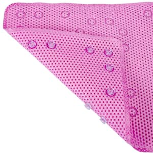 17 in. x 36 in. Pink PVC Foam Bathtub Mat Non-Slip Shower and Bath Mats with Drain Holes, Suction Cups Shower Mat