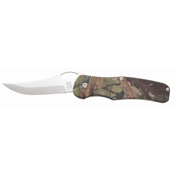 Bear & Son Cutlery 4-3/8 in. Stainless Steel Sideliner Knife with Camouflage Aluminum Handle and Pocket Clip