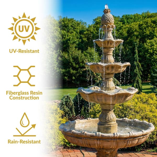 Sunnydaze 80 in. 4-Tier Electric Powered Grand Courtyard Fountain