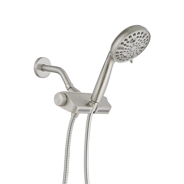 BWE No Handle 10-Spray Wall Mount Handheld Shower Head Shower Faucet 1.8 GPM with Adjustable Heads in. Brushed Nickel