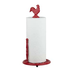 Cast Iron Red Rooster Paper Towel Holder