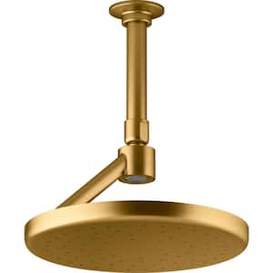 Statement 1-Spray Patterns with 2.5 GPM 8.875 in. Ceiling Mount Fixed Shower Head in Vibrant Brushed Moderne Brass