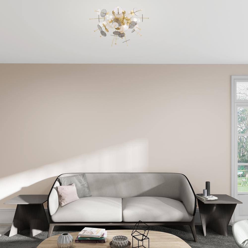 Satin Brass and Glass 4-Light Flush Mount Ceiling Fixture