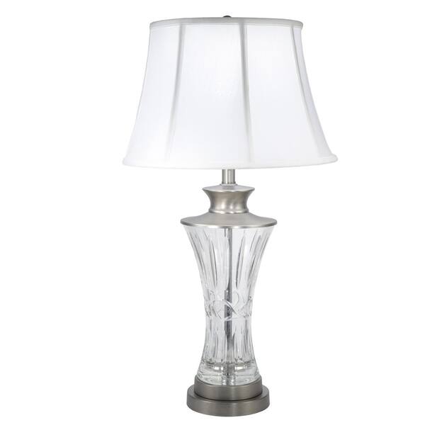 Springdale Lighting Zarrine 29.5 in. Antique Nickel Table Lamp with Fabric Shade