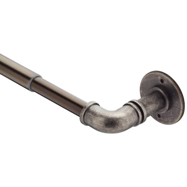 StyleWell 3/4 in. 36 in. 66 in. Single Curtain Metal Rod in Gunmetal