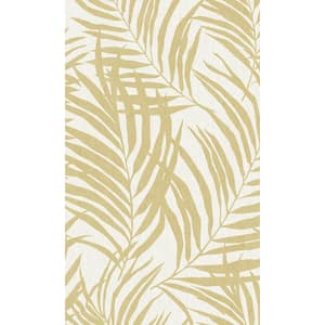 Yellow Minimalist Grass Leaves 57 sq. ft. Non-Woven Textured Non-pasted Double Roll Wallpaper