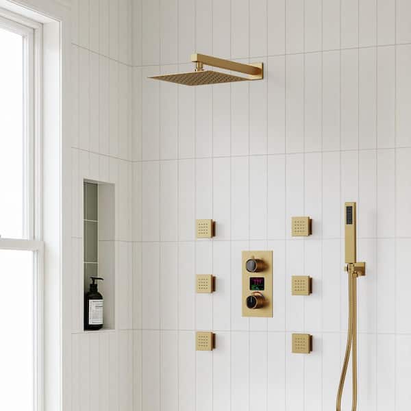 EVERSTEIN Double Handle 3-Spray 12 in. Wall Mount Shower Faucet