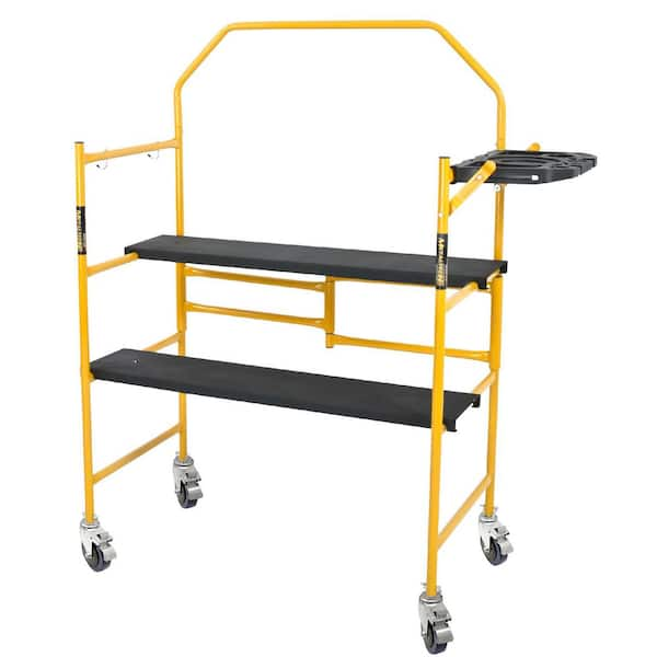 Jobsite Series 4.8 H ft. x 4.1 ft. L x 1.8 ft. D Mini Scaffold Platform with Wheels and Tool Shelf, 500 lb. Capacity