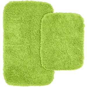 Jazz Lime Green 21 in. x 34 in. Washable Bathroom 2-Piece Rug Set