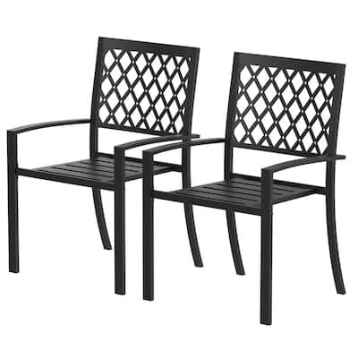 Stackable Outdoor Dining Chairs, Garden Treasures Davenport Stackable Metal Stationary Dining Chairs With Mesh Seat