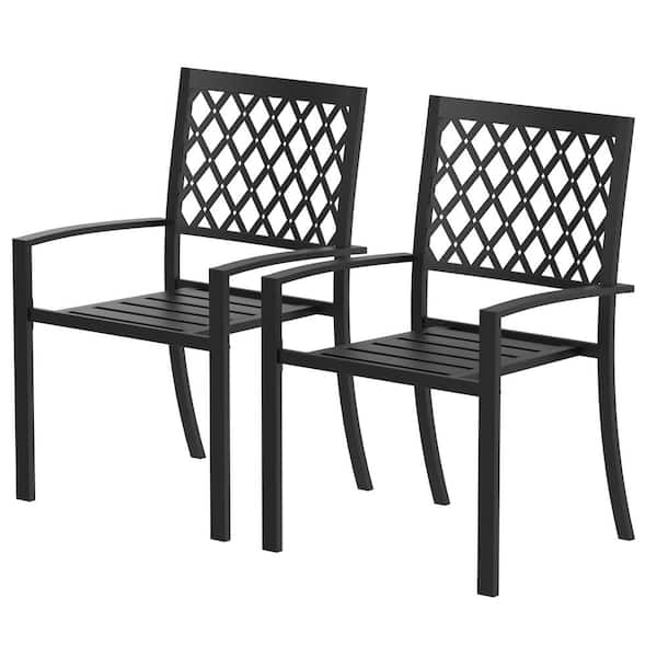 Kingdely Back Support Metal Outdoor Dining Chair Bar Stools Patio Bistro with Armrest All-Weather Use (2-Pieces)