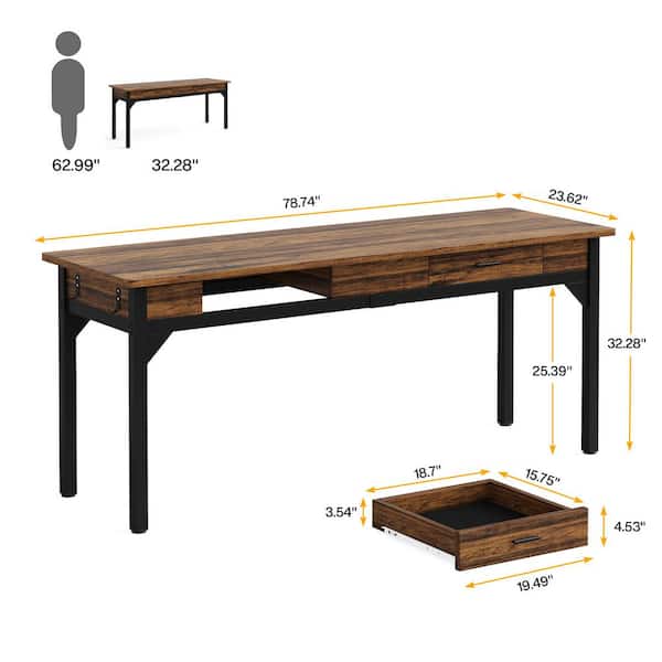 BYBLIGHT Moronia 78.7 in. Rectangular Rustic Brown Wood 2 BYBLIGHT Moronia 78.7 in. Rectangular Rustic Brown Wood 2