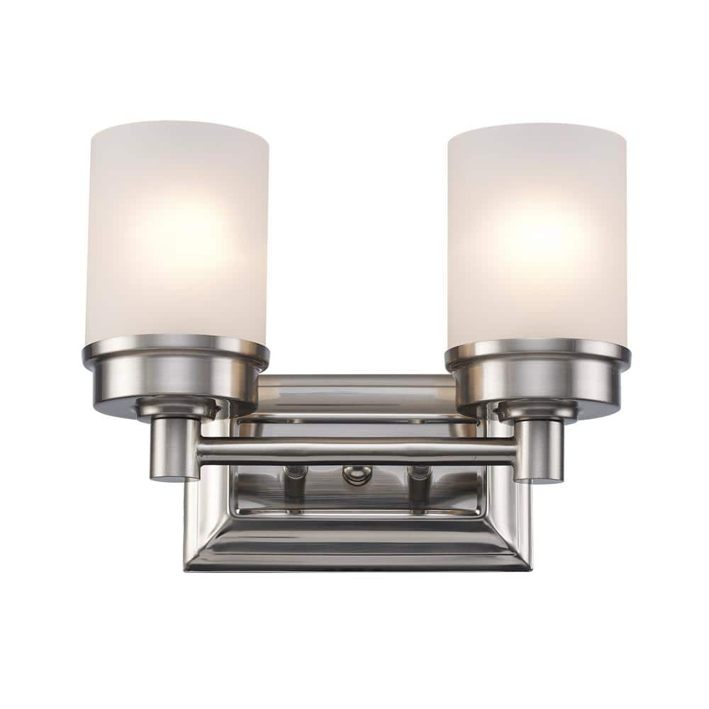 UPC 736916615594 product image for Fusion 12 in. 2-Light Brushed Nickel Bathroom Vanity Light Fixture with Frosted  | upcitemdb.com